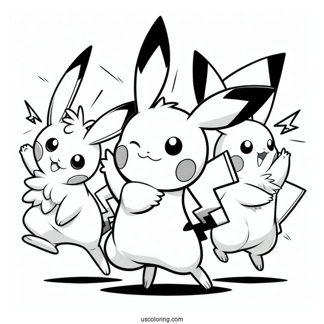 Pichu, Raichu, And Pikachu Dancing