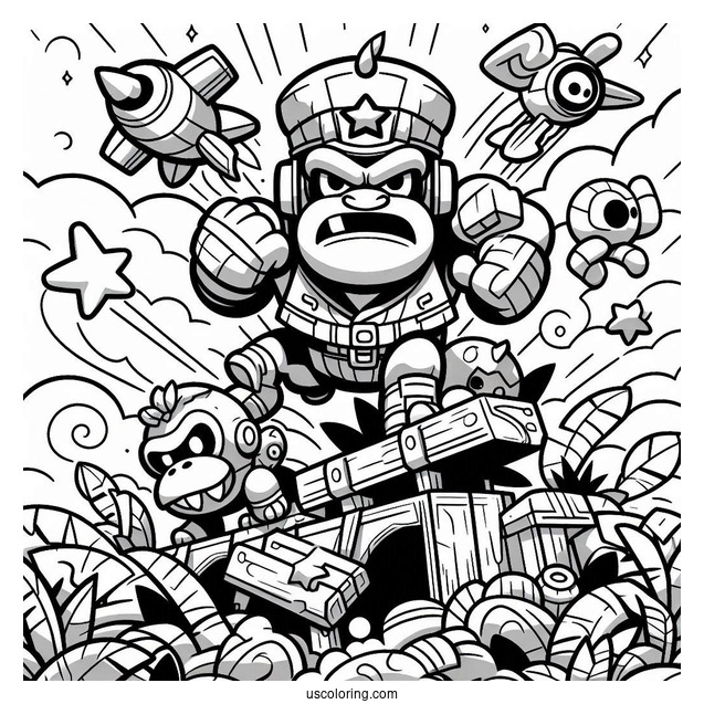 Brawl Stars Coloring Page Of Rumble Jungle