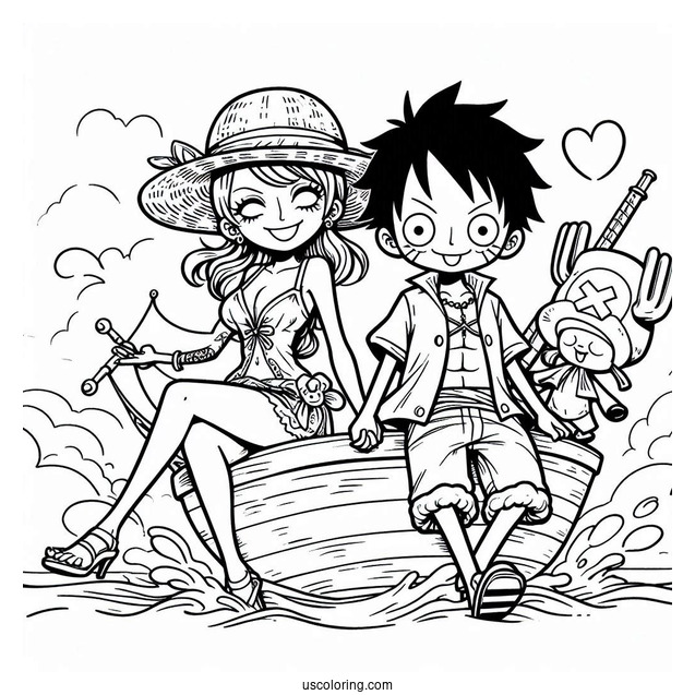 Luffy Coloring Page With Nami And Tony Tony Chopper
