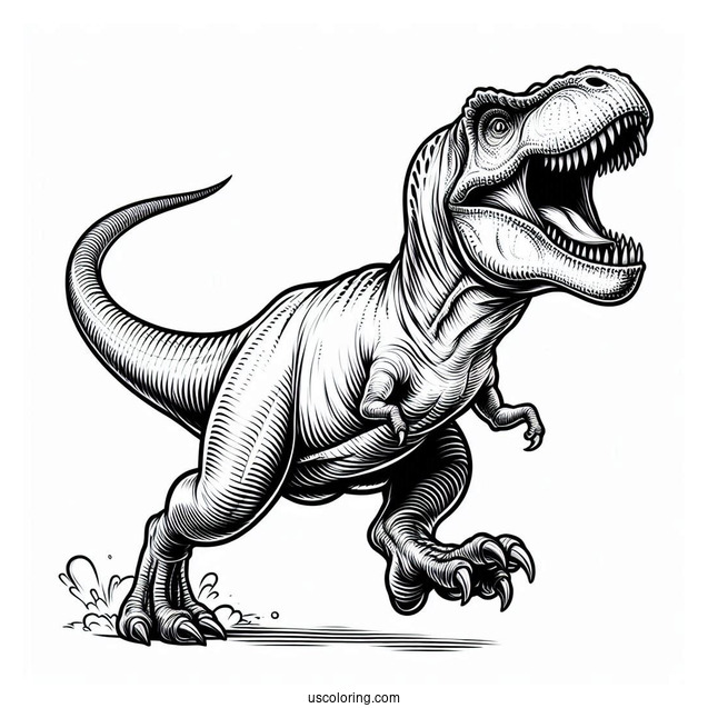Tyrannosaurus Rex Running With Open Jaw To Color