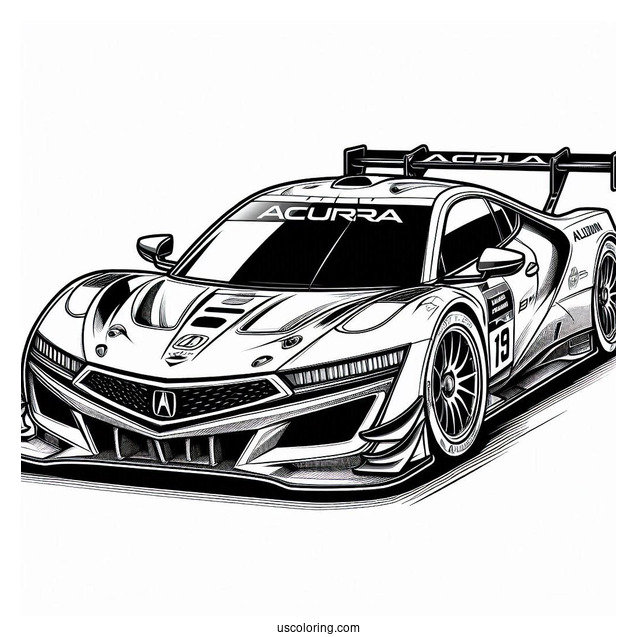 Acura Race Car Coloring Sheet