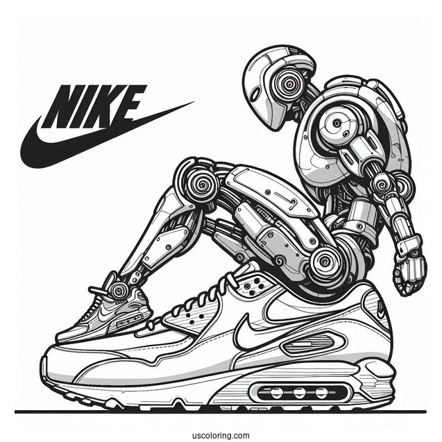 Nike Coloring Page Of Air Max Robot For Kids