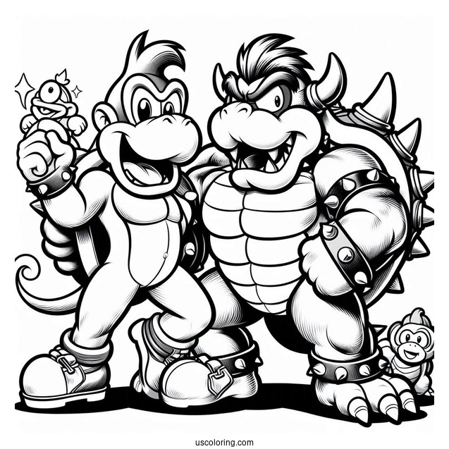 Donkey Kong And Boswer To Color