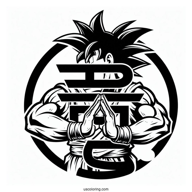 Dragon Ball Z Coloring Page Of Easy Goku Kanji Symbol