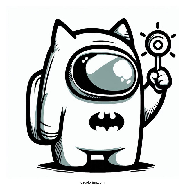 Among Us Batman With Bat Signal Coloring Sheet