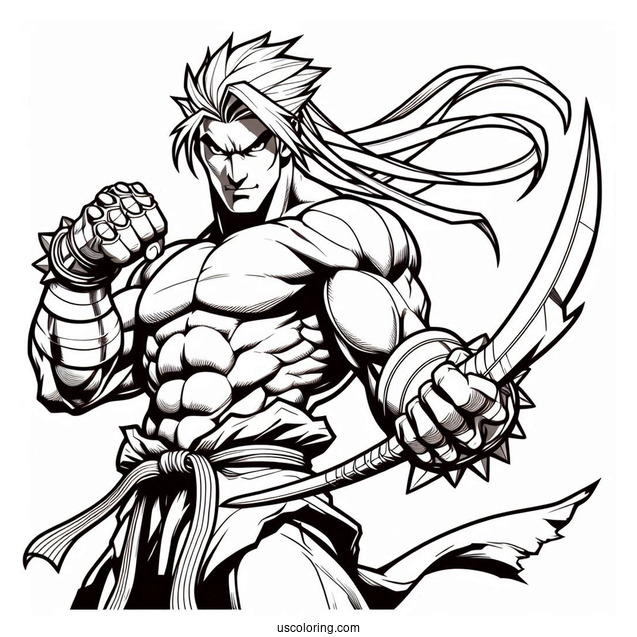 Street Fighter Coloring Page Of Vega With His Sharp Blades