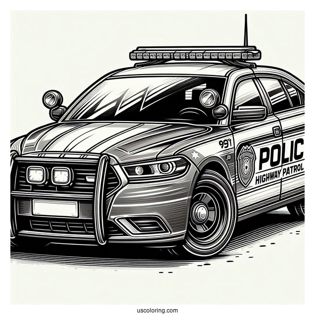 Highway Patrol Police Car To Color
