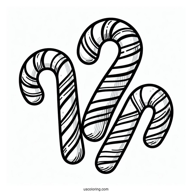 Three Candy Cane Sticks To Color