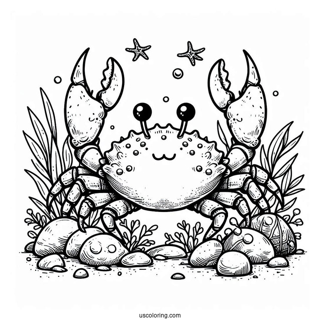 Spider Crab Coloring Page On Rocks