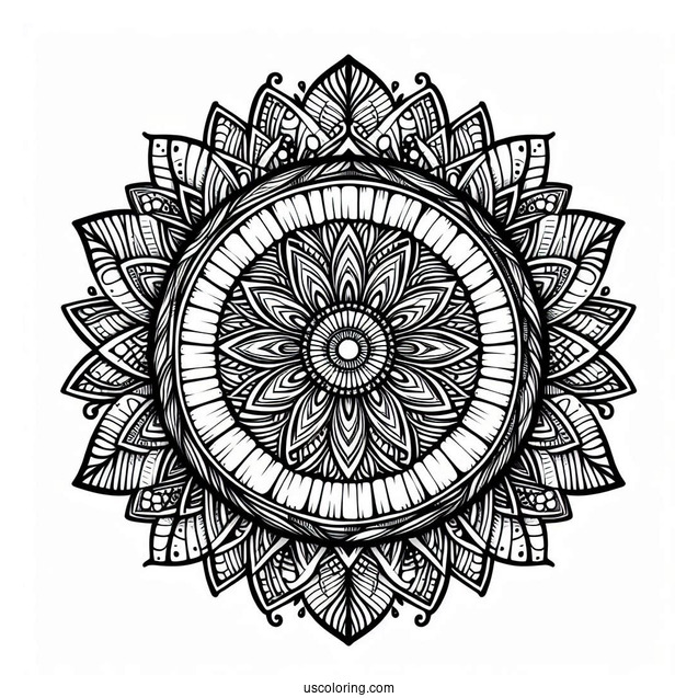 Intricate Coconut Coloring Page Mandala