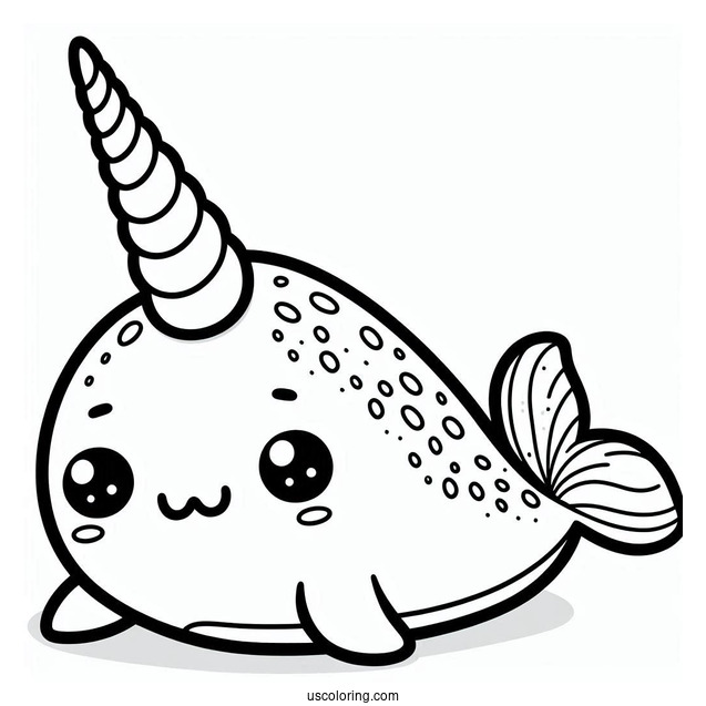 Easy Cartoon Narwhal Coloring Page For Preschoolers