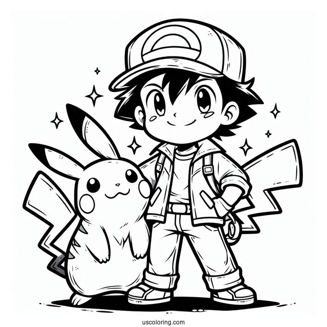 Ash And Pikachu To Color