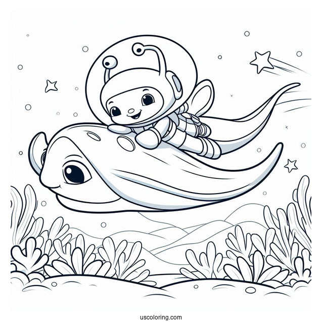 Octonauts Coloring Page Riding Manta Ray