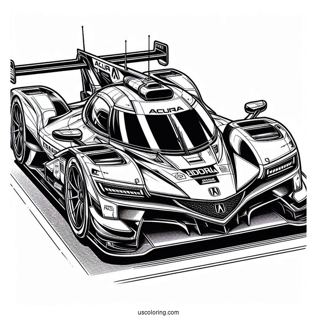 Acura Race Car Coloring Sheet