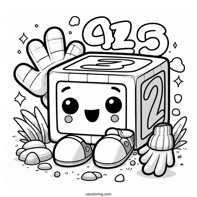 Numberblocks Coloring Page 10 Wearing Gloves