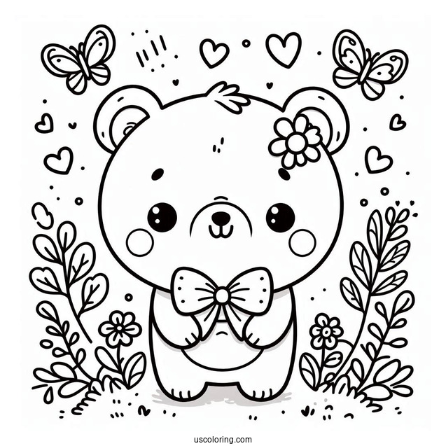 Cute Bear Coloring Page For Kids