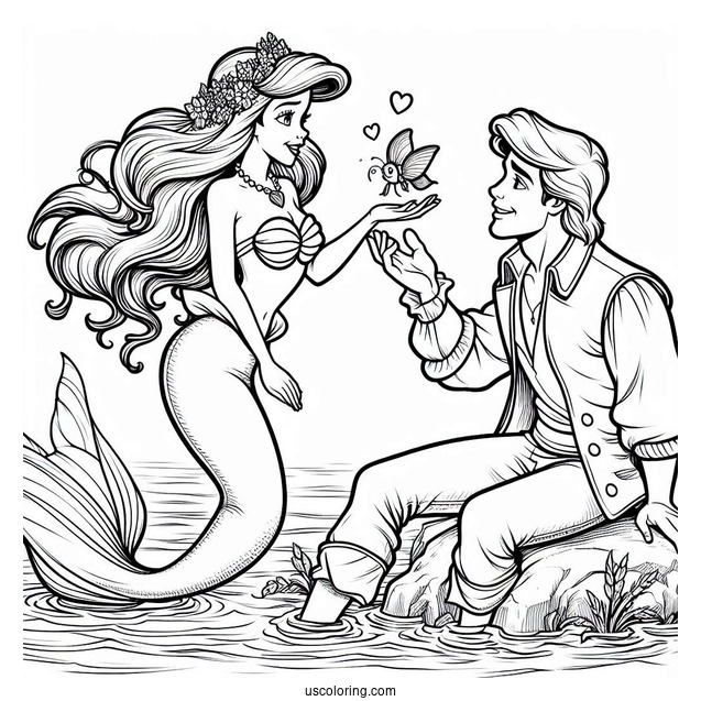 Ariel And Prince Eric On Land Coloring Sheet