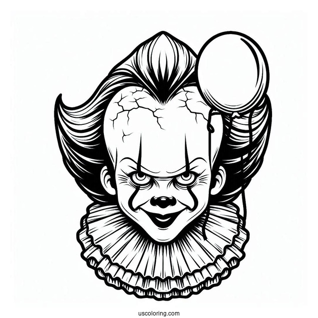 Grinning Pennywise Coloring Page For Kids