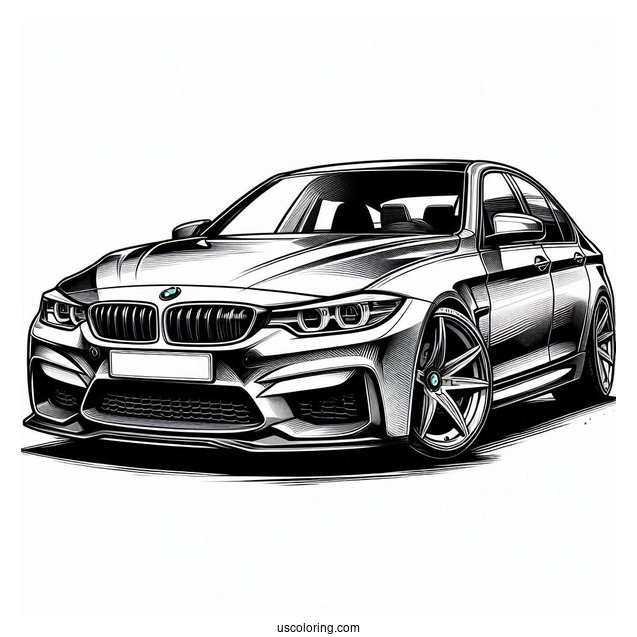 Detailed E92 BMW Coloring Page