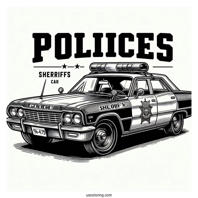 Old School Police Sheriffs Car To Color