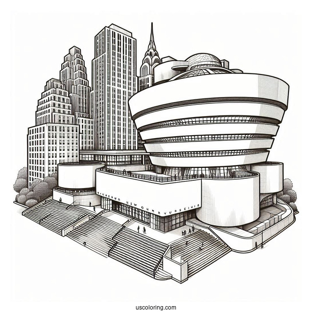 New York Coloring Page Of Solomon R. Guggenheim Museum