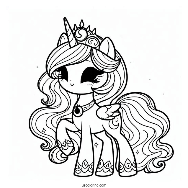Kawaii Princess Luna Coloring Page For Kids