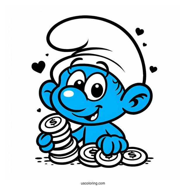 Easy Outline Of Gutsy Smurf