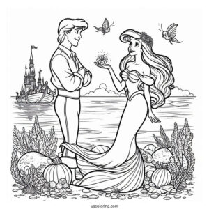 Ariel And Prince Eric On Land Coloring Sheet