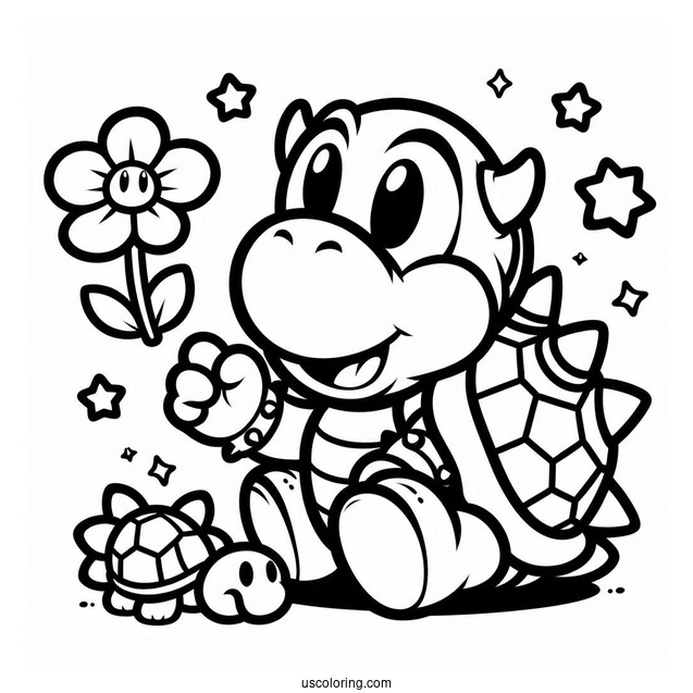 Coloring Page Of Bowser With Turtle Shells