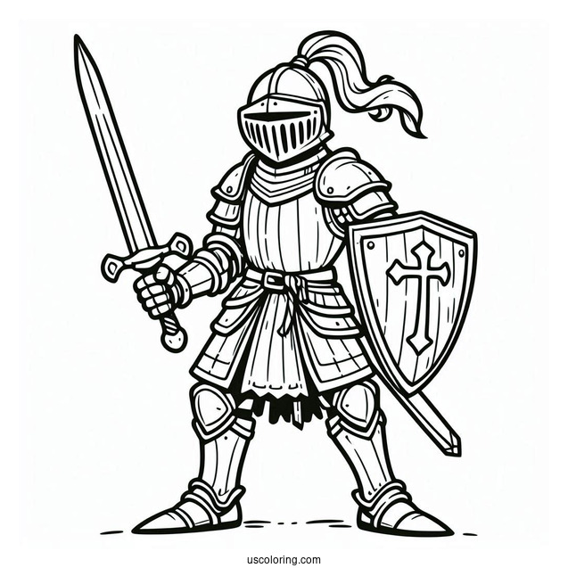 Medieval Knight Coloring Page For Kids