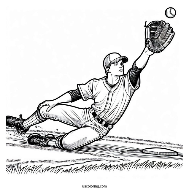 Baseball Player Sliding To Catch Ball