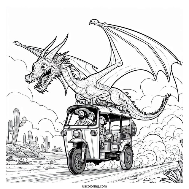 Raya And The Last Dragon Coloring Page Riding Tuk Tuk In The Desert
