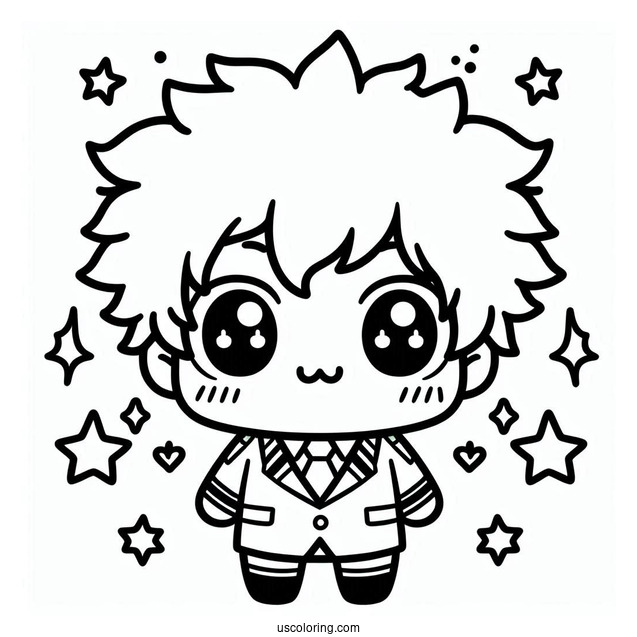 Kawaii Deku Coloring Page For Kids