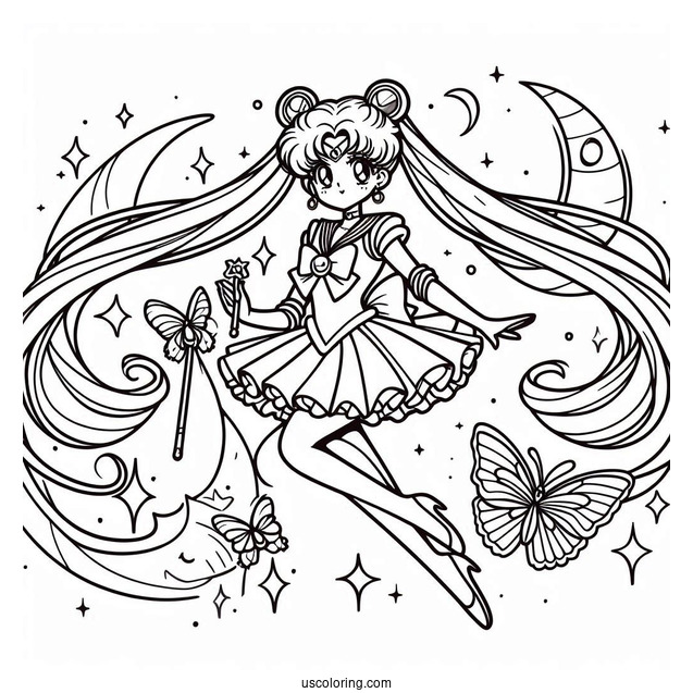 Sailor Moon With Wings And Magic Wand
