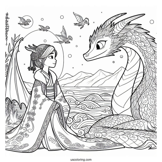 Raya And The Last Dragon Coloring Page Of Simple Outline Namaari