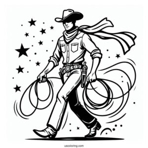 Cowboy Coloring Page With Lasso