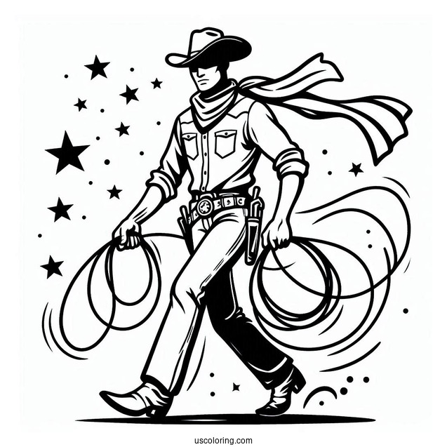 Cowboy Coloring Page With Lasso