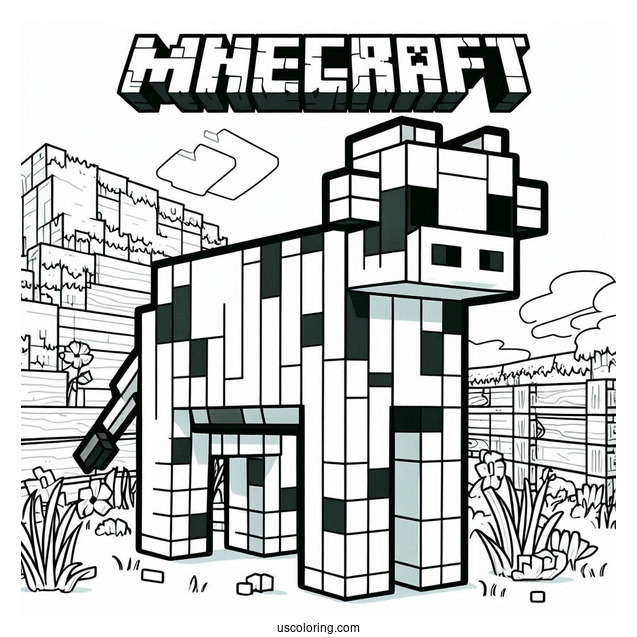 Detailed Minecraft Cow To Color