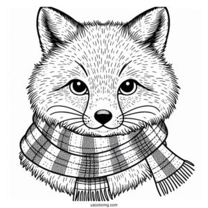 Serious Fox With A Scarf Coloring Sheet