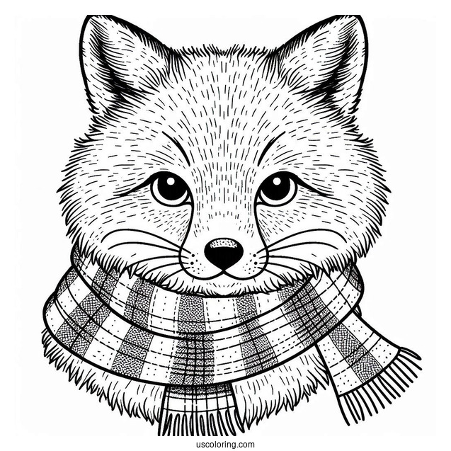 Serious Fox With A Scarf Coloring Sheet