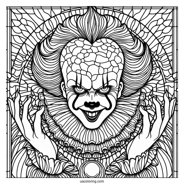 Intricate Pennywise Stained Glass Coloring Sheet