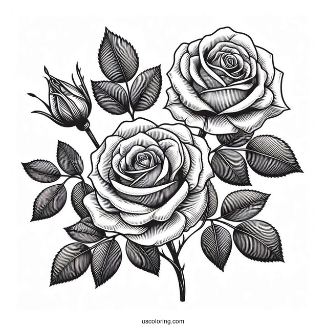 Realistic Rose Coloring Page