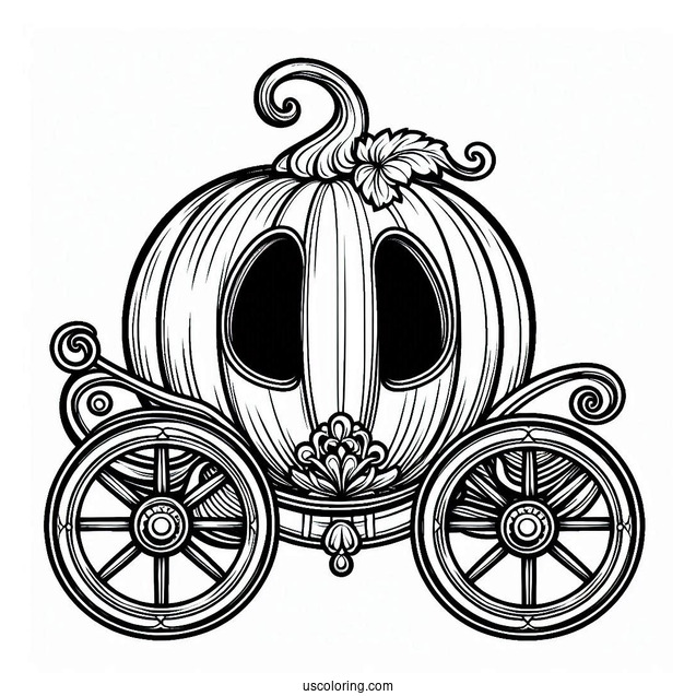 Easy Outline Of The Pumpkin Coach To Color