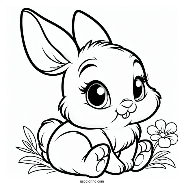 Thumper Rabbit Coloring Page For Preschoolers