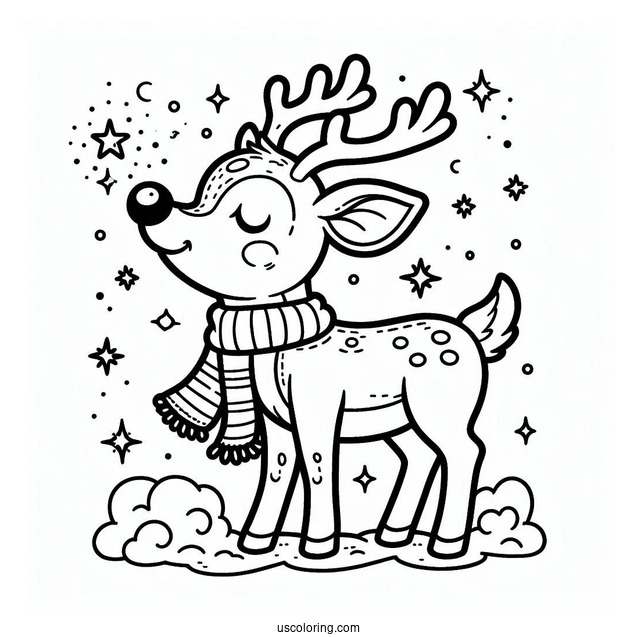 Rudolph Coloring Page At The North Pole