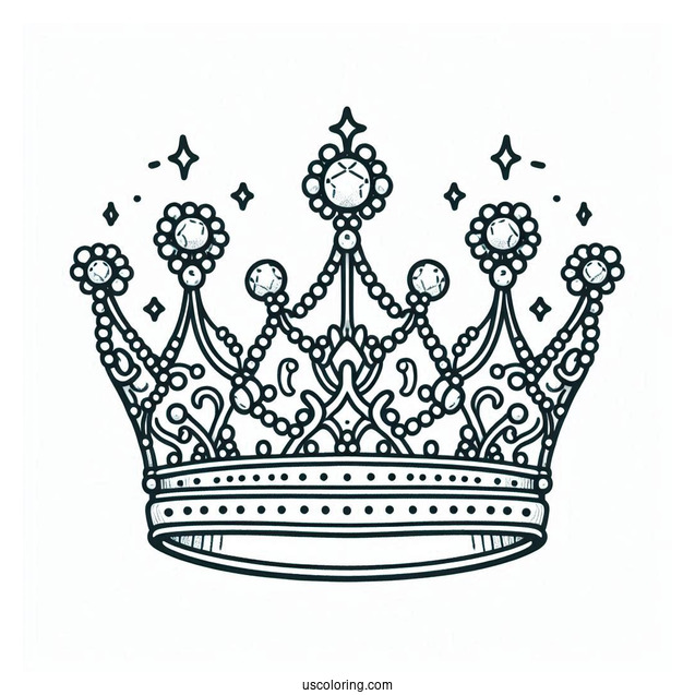 Tiara Crown With Diamonds Coloring In