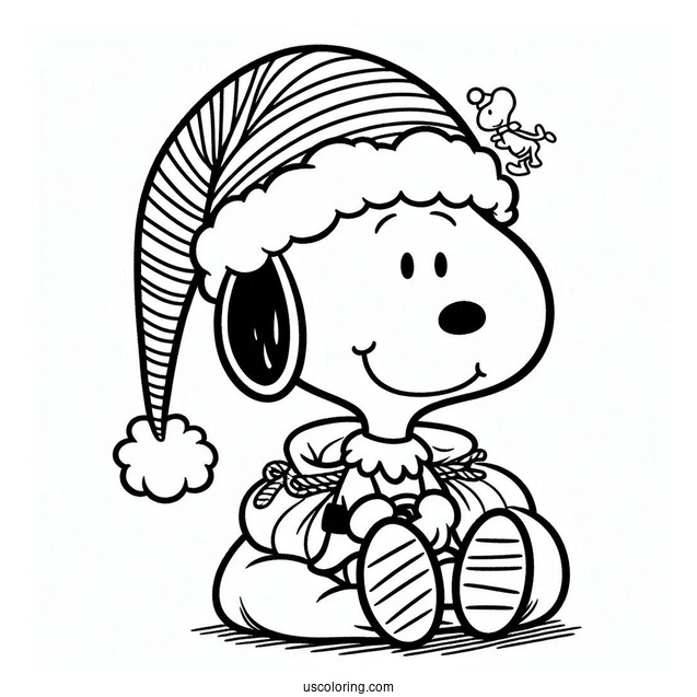 Snoopy Elf Coloring Sheet