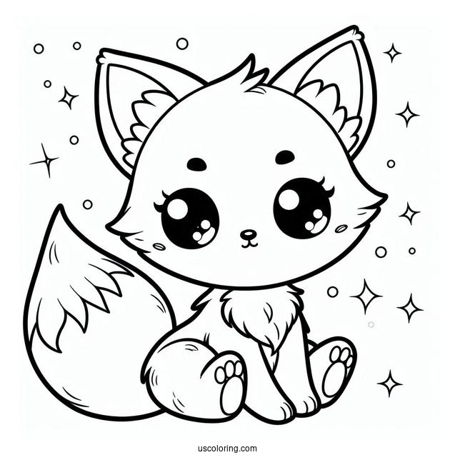 Chibi Fox Coloring Page For Kids
