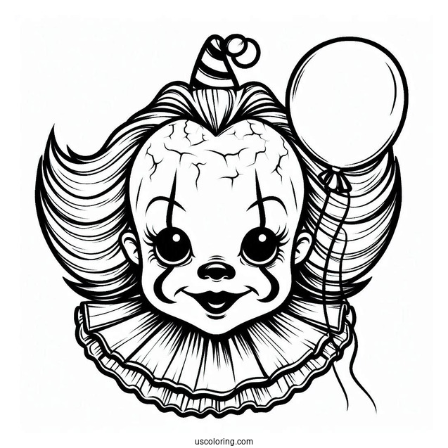 Smiling Pennywise Coloring Page In Halloween