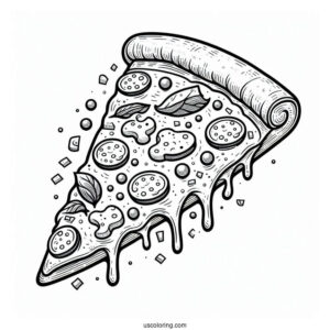 Pizza Slice With Lots Of Melting Cheese To Color